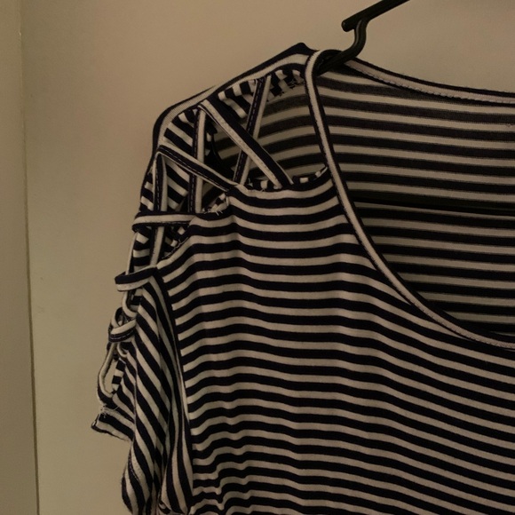 SPLASH brand size Large Blue & White airy sleeve WMS TOP - Picture 4 of 10